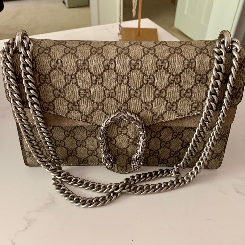 Gucci Dionysus GG Supreme Taupe Shoulder Bag